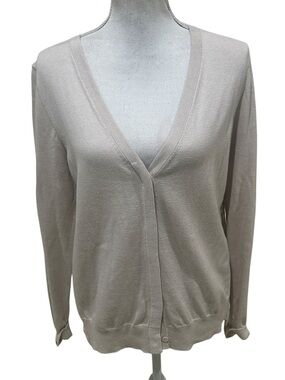 French Connection ivory V-Neck button front cardigan lightweight cotton large